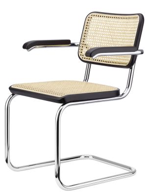 S 64 V Klassieke stalen buisstoel met vrijdragende poten CHROOM/ZWART Thonet VOORKEURSCOMBINATIE