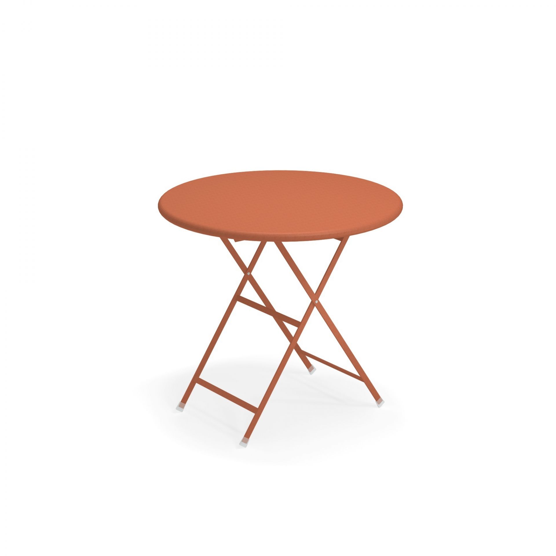 Arc en Ciel Klapptisch rund emu in Terrakotta, ideal für Balkon und Garten.