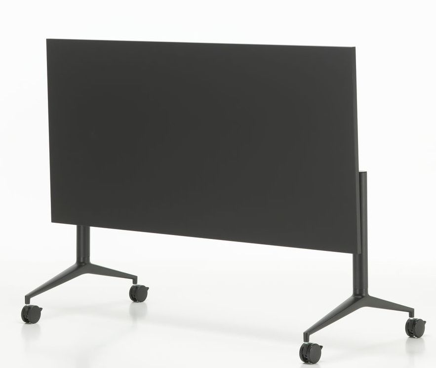 Schwarzer MedaMorph Klapptisch von Vitra, ideal als mobiler Arbeitstisch oder Konferenztisch mit Rollen.
