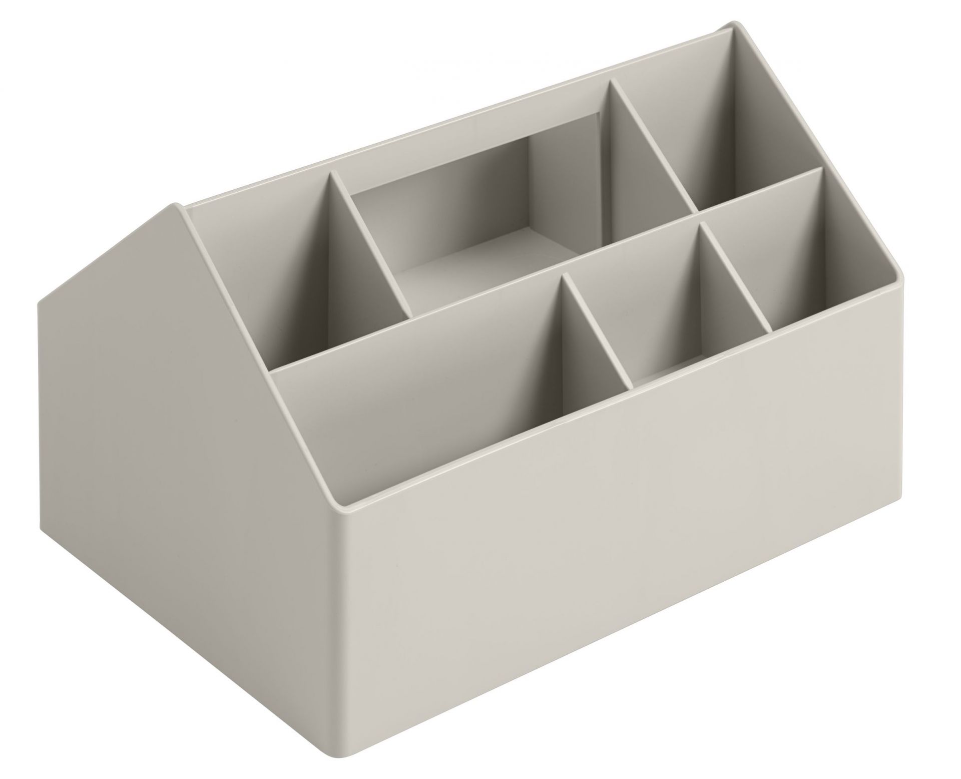 Beige Muuto Sketch Toolbox Organisationsbox mit sechs Fächern zur Aufbewahrung von Büromaterial.