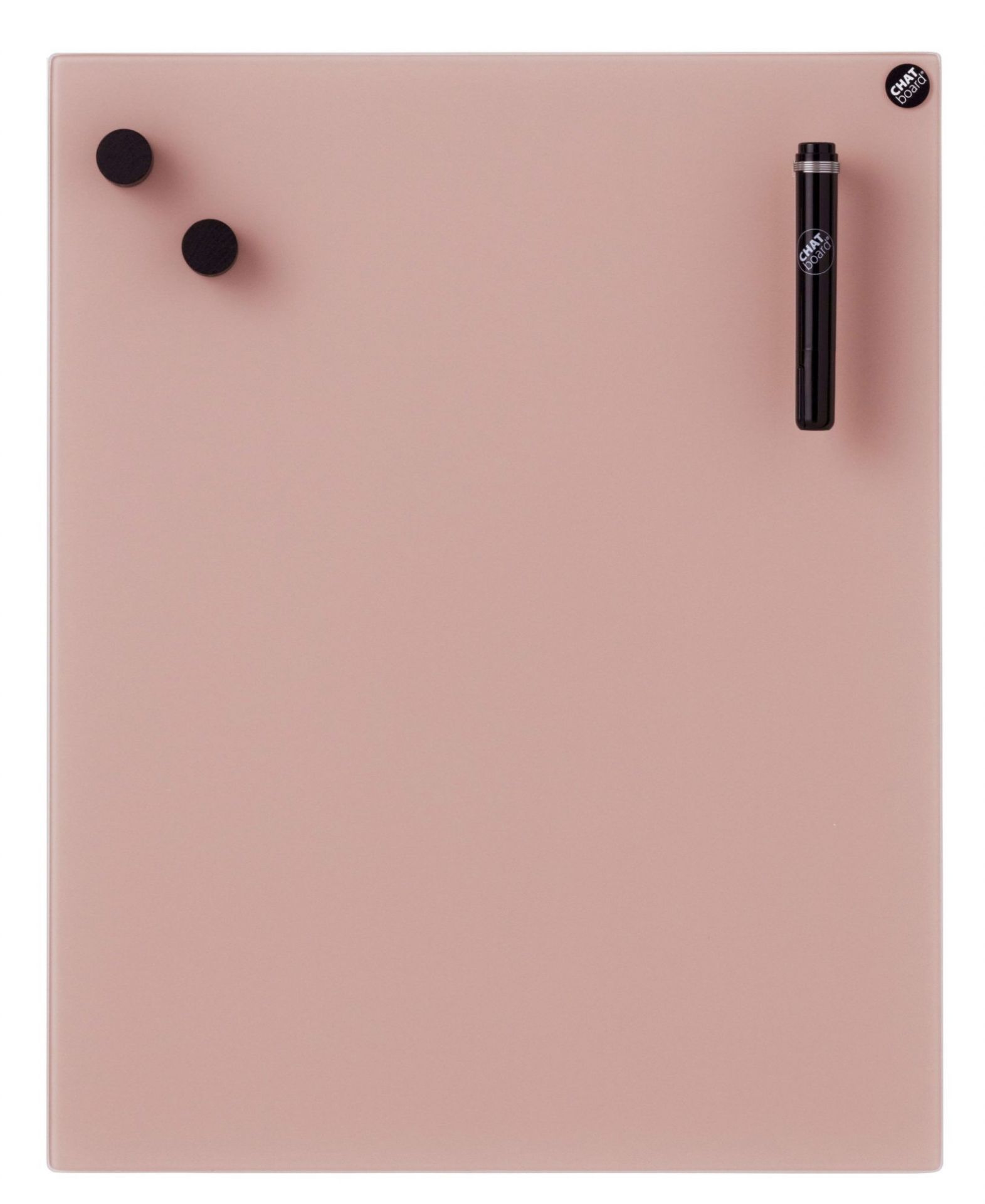 Chat Board Classic Glastafel in Blush mit Magneten und Stift, magnetische Wandtafel für Büro und Zuhause.