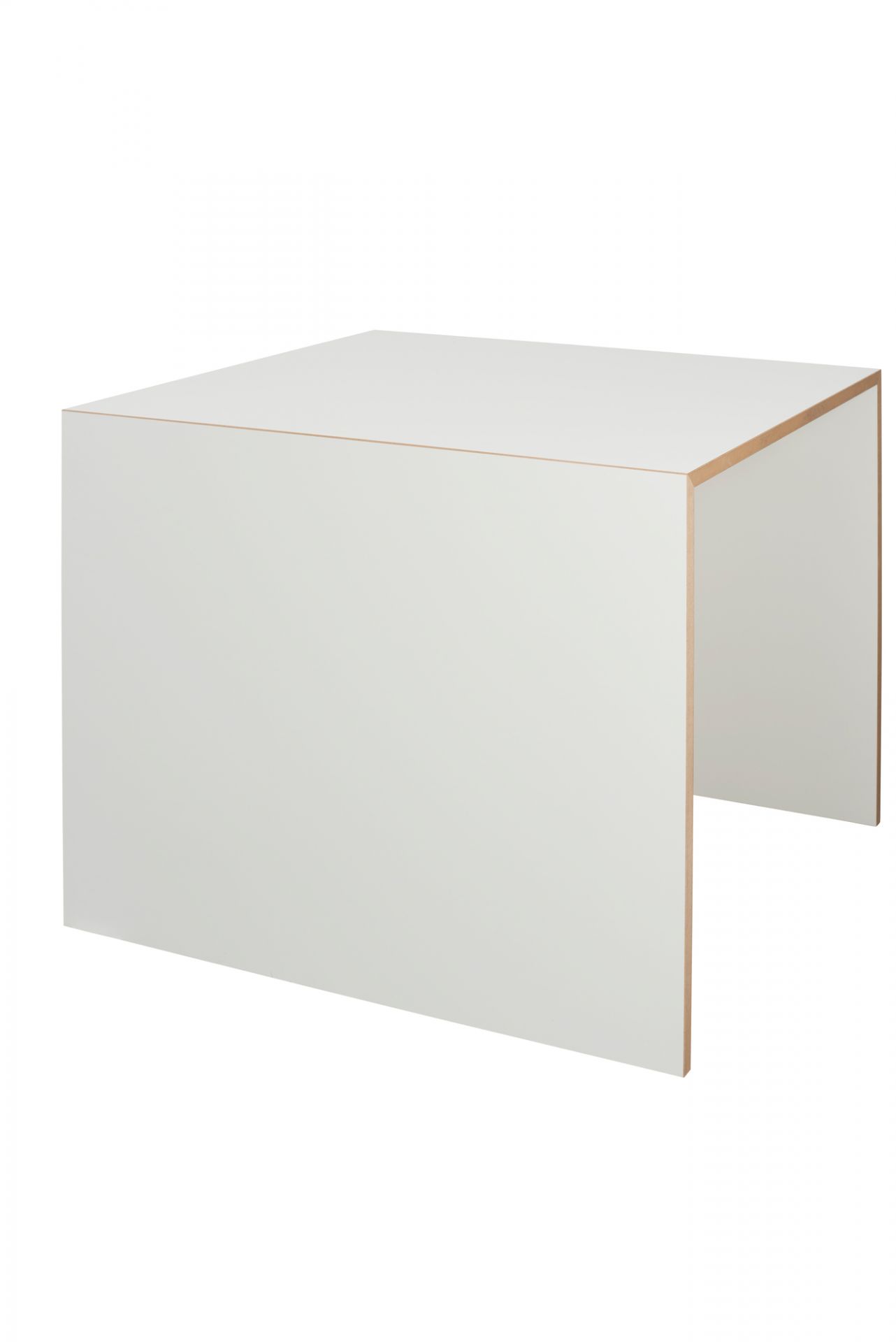 Weißer Tojo Tisch klein, minimalistischer Beistelltisch aus Holz für Wohnzimmer und Büro.
