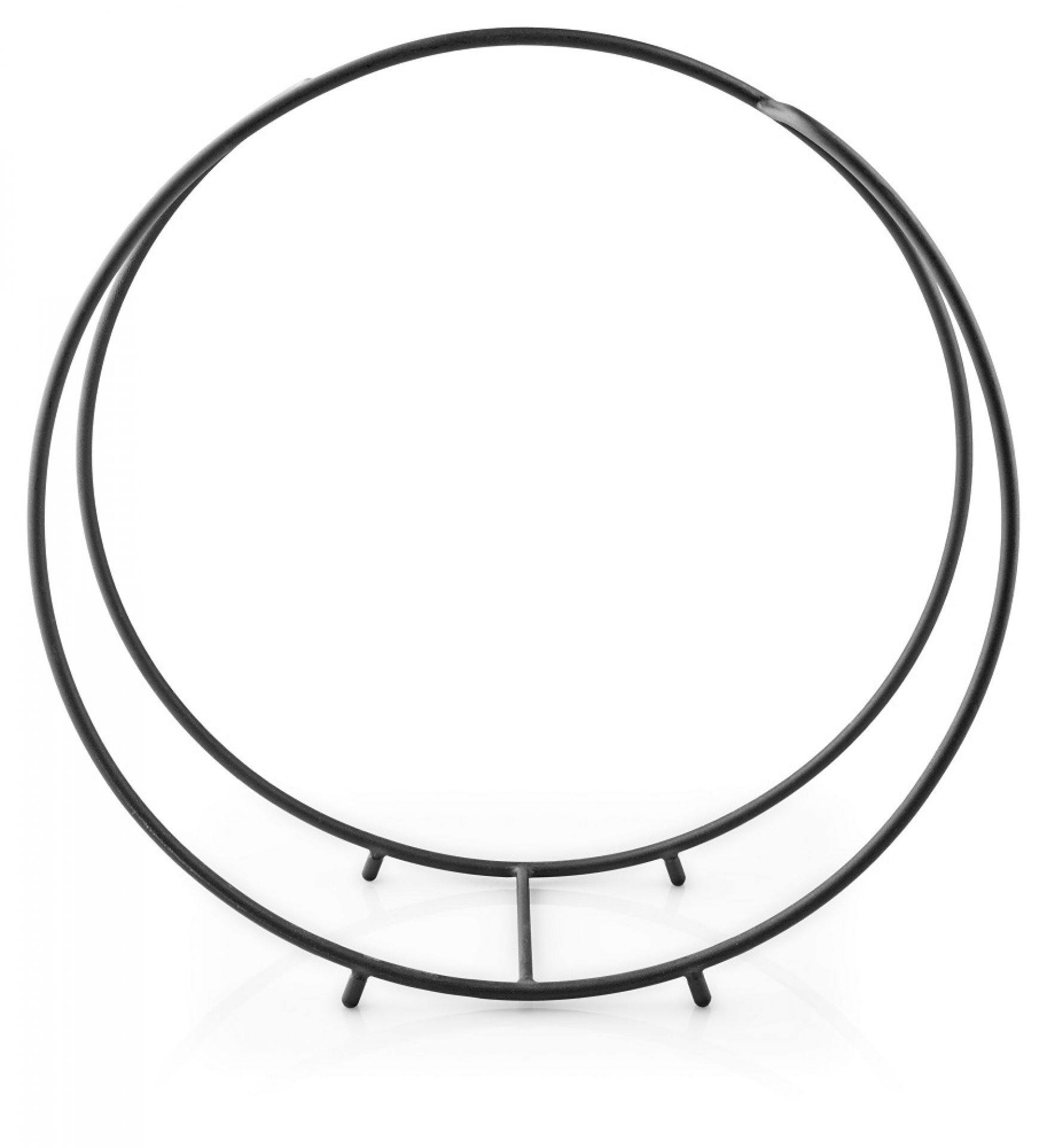 FireGlobe Brennholzhalter: Moderner, runder Kaminholzständer aus schwarzem Metall für stilvolle Kaminholz Lagerung.