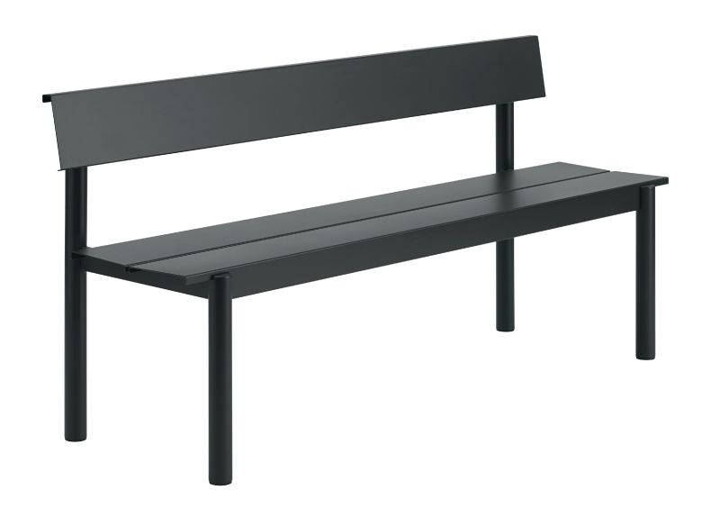 Linear Steel Bench: buitenbank met rugleuning 170 x 34 cm Muuto