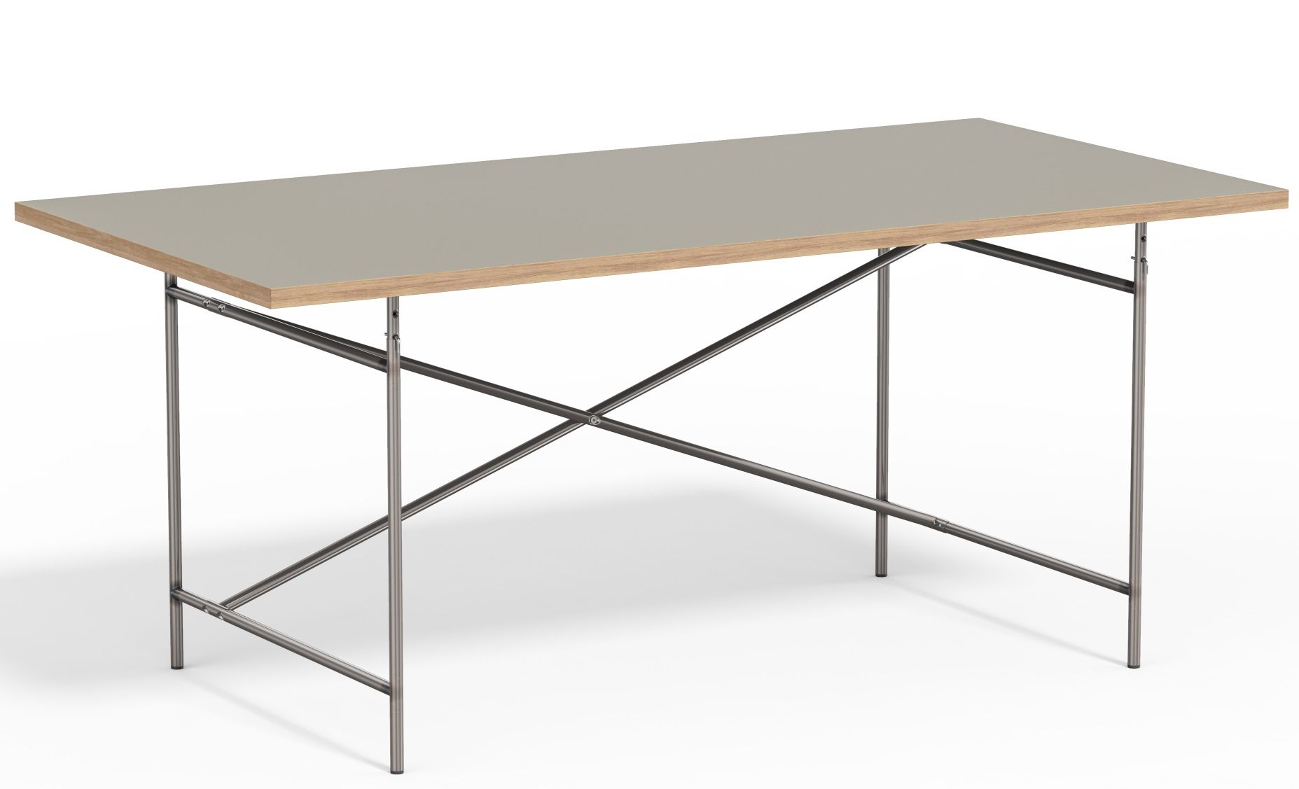 Eiermann Tisch mit grauer Tischplatte und Stahlgestell, Designklassiker für Büro und Wohnraum.