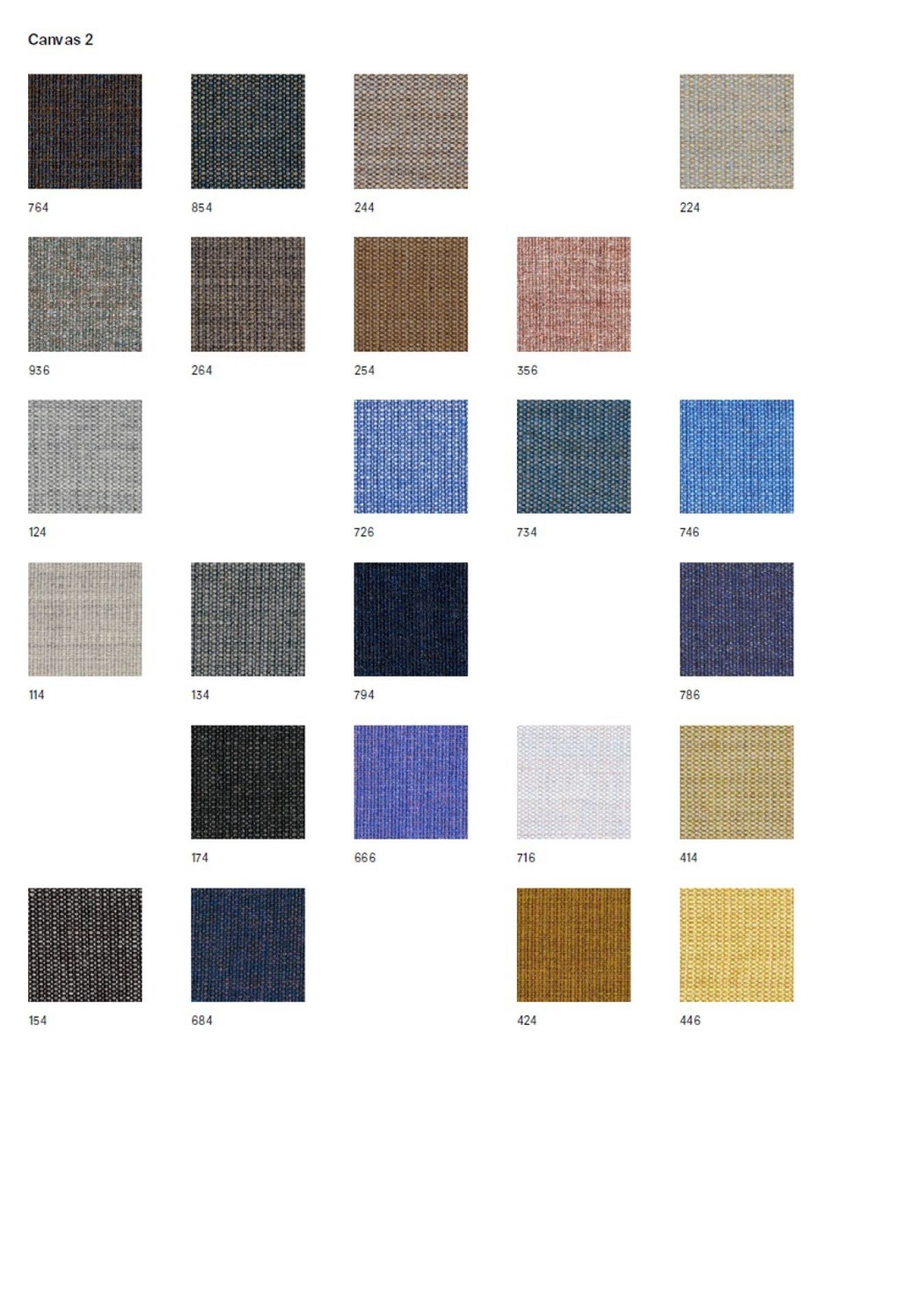 Stoffmusterkarte Canvas von Kvadrat mit verschiedenen Farben und Texturen für Möbelstoffe und Polsterstoffe.