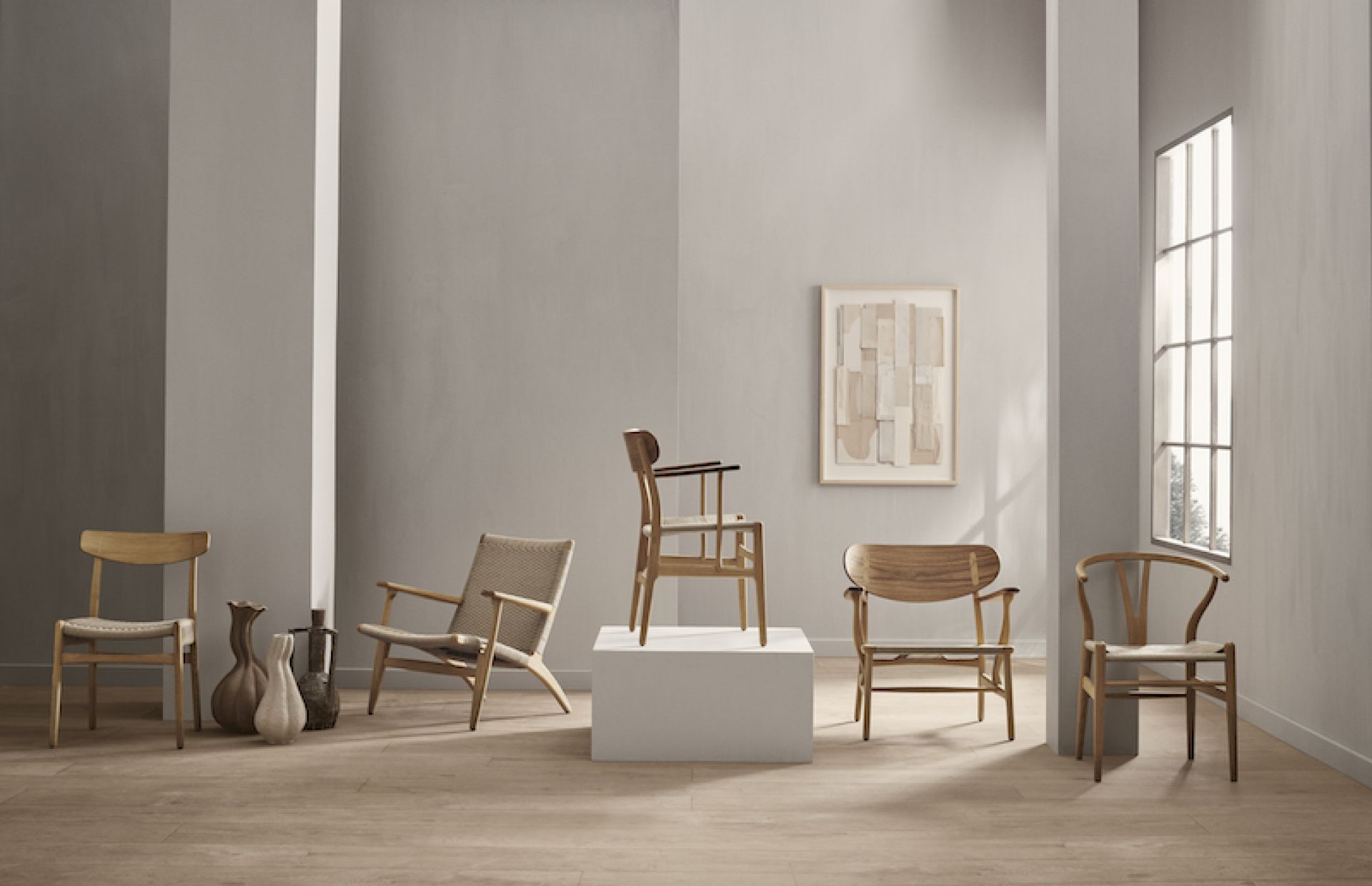 CH25 Lounge Sessel von Carl Hansen & Søn aus Eiche mit Weißöl-Finish. Designklassiker.