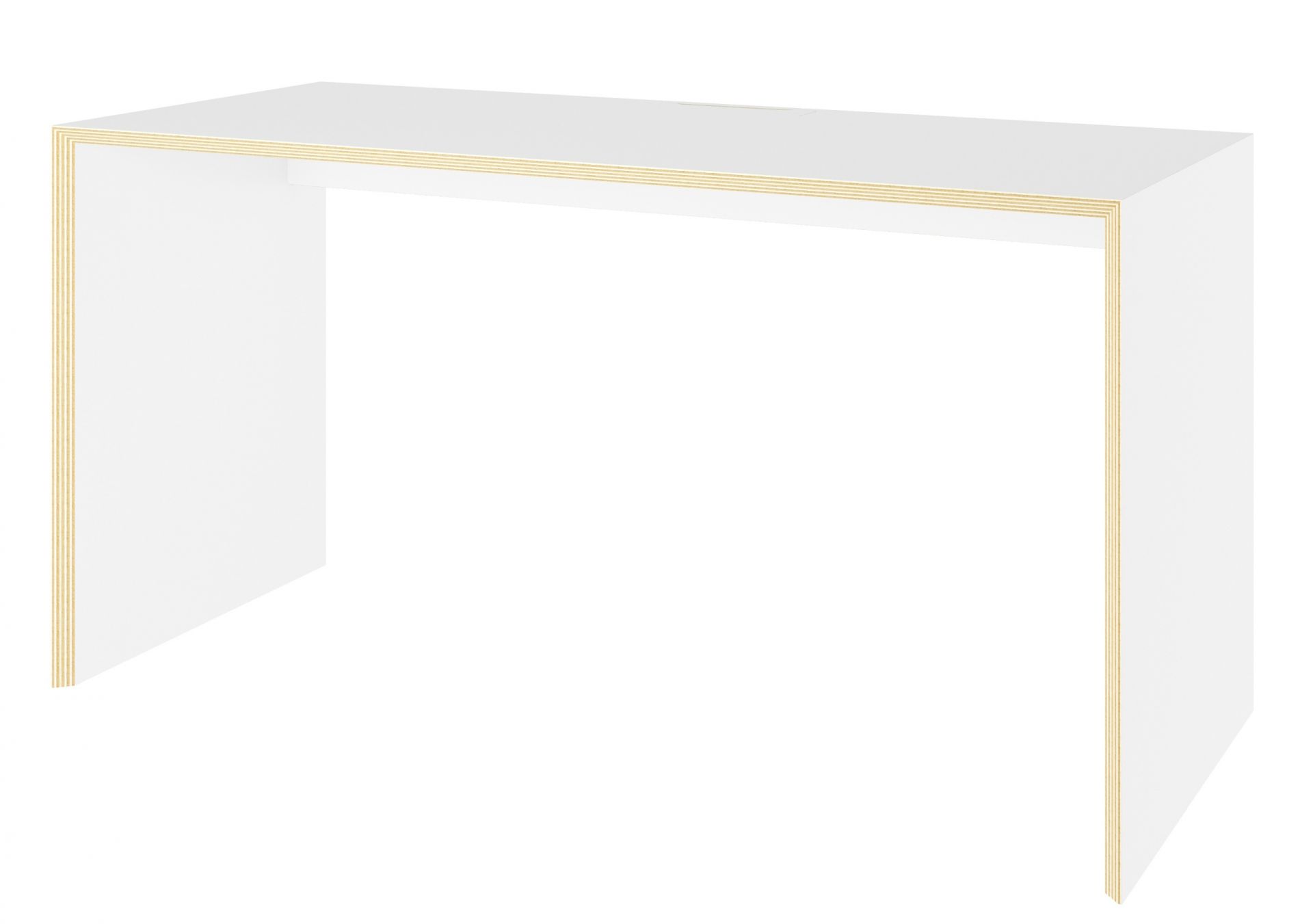 Weißer Bridge Schreibtisch von Müller Möbelwerkstätten, minimalistisches Design mit hellen Holzkanten, ideal für Büro und Homeoffice.