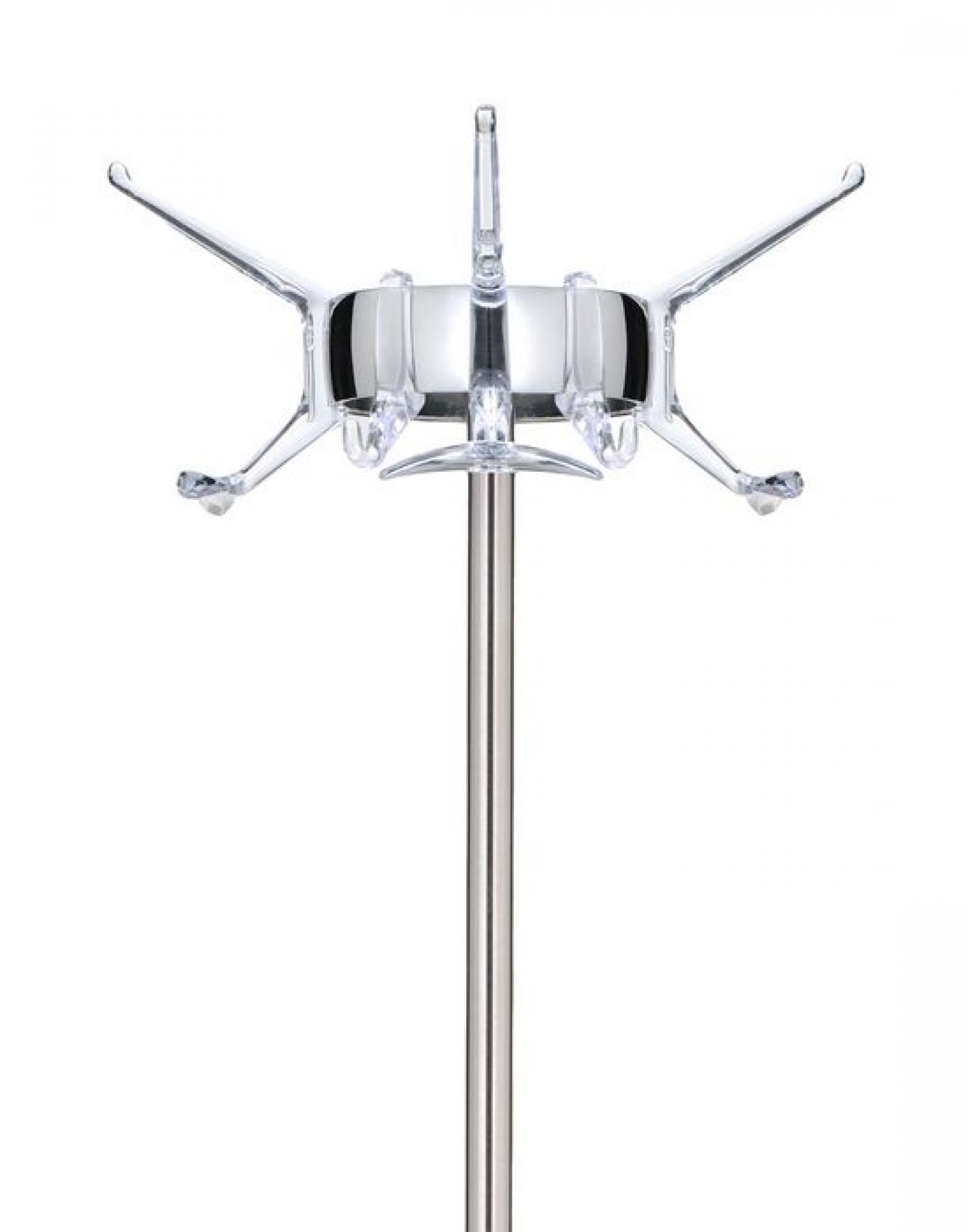 Kartell Hanger Garderobenständer mit transparenten Haken und silberfarbenem Ständer für Flur und Diele.