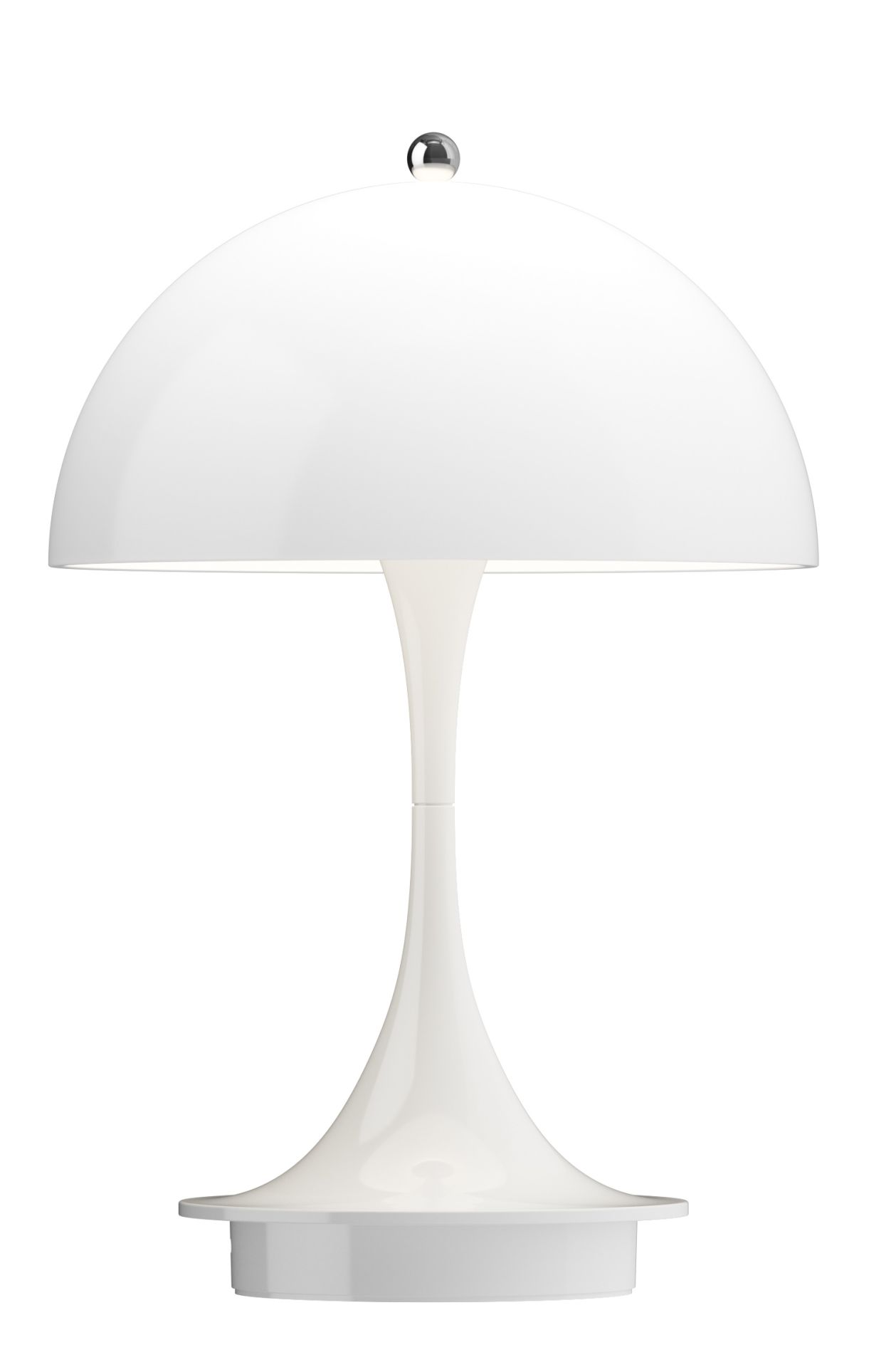 Weiße Panthella Portable Tischleuchte von Louis Poulsen, Akku LED Lampe für Innen- und Außenbereich.