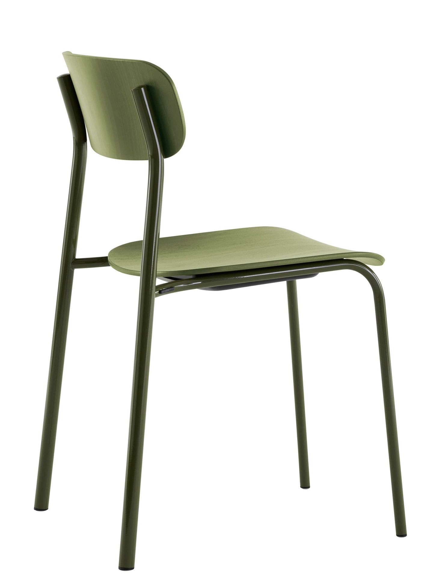 S 243 Stahlrohrstuhl in Olivgrün, Thonet Designklassiker, minimalistischer Stuhl für Esszimmer und Büro.
