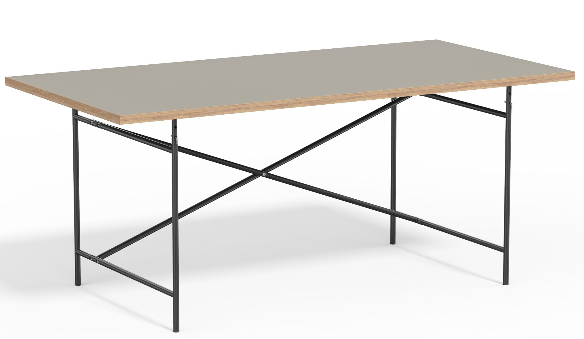 Eiermann Tisch 2 von Richard Lampert mit grauer Tischplatte und schwarzem Stahlgestell.