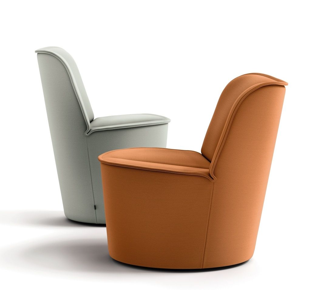 Nenou Sessel von Cor, ein moderner Loungesessel in Orange und Grau, Stoffbezug, für Wohnzimmer und Büro.
