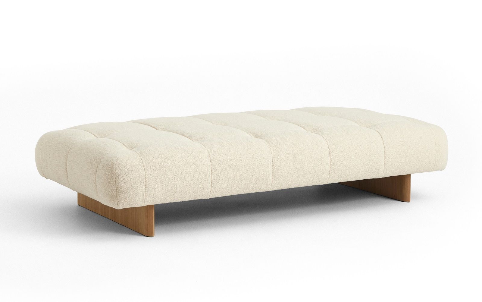Quilton Daybed Liege von Hay in Cremeweiß mit Holzfüßen, modernes Design für Wohnzimmer.
