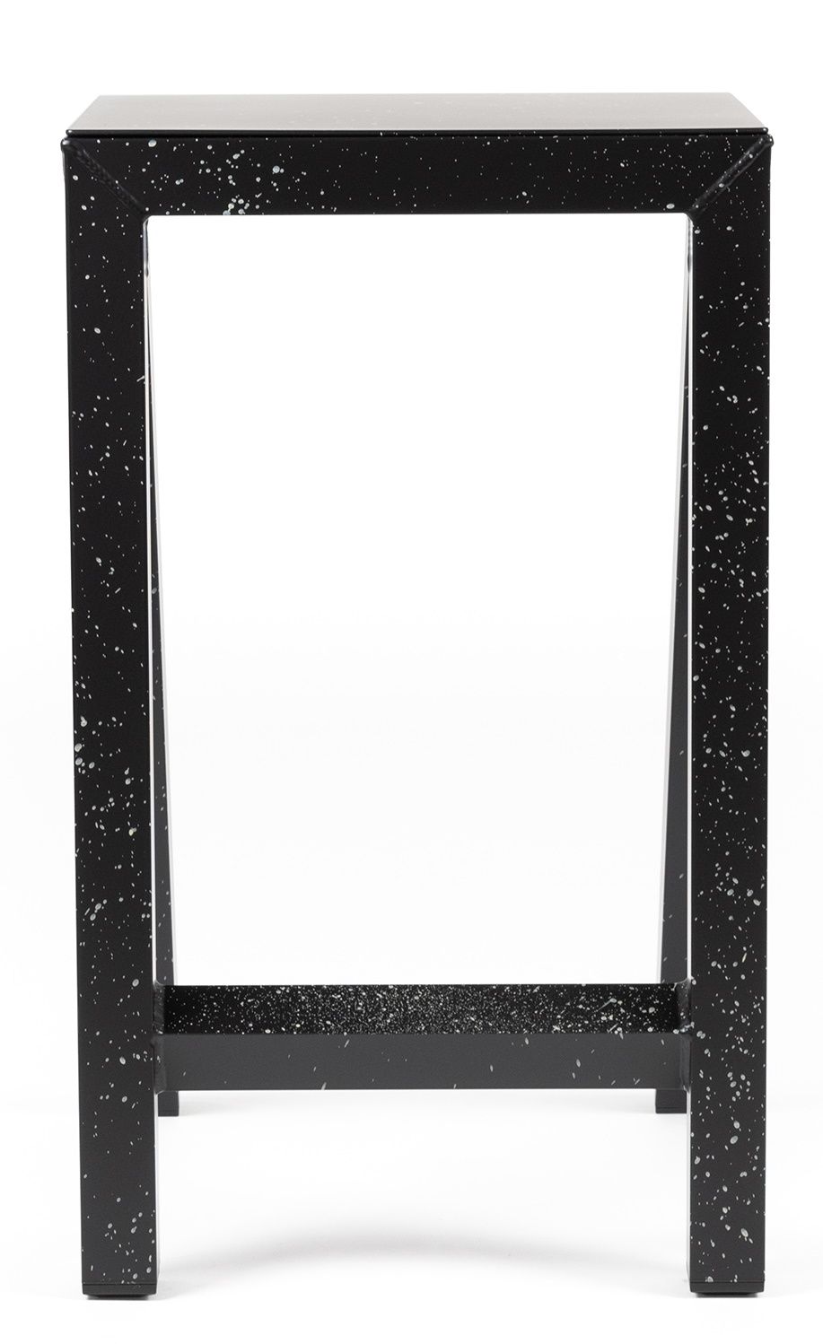 Bureaurama Hocker von Magis, minimalistisches Design mit schwarzem Metallrahmen und gesprenkelter Oberfläche, ideal als Barhocker.