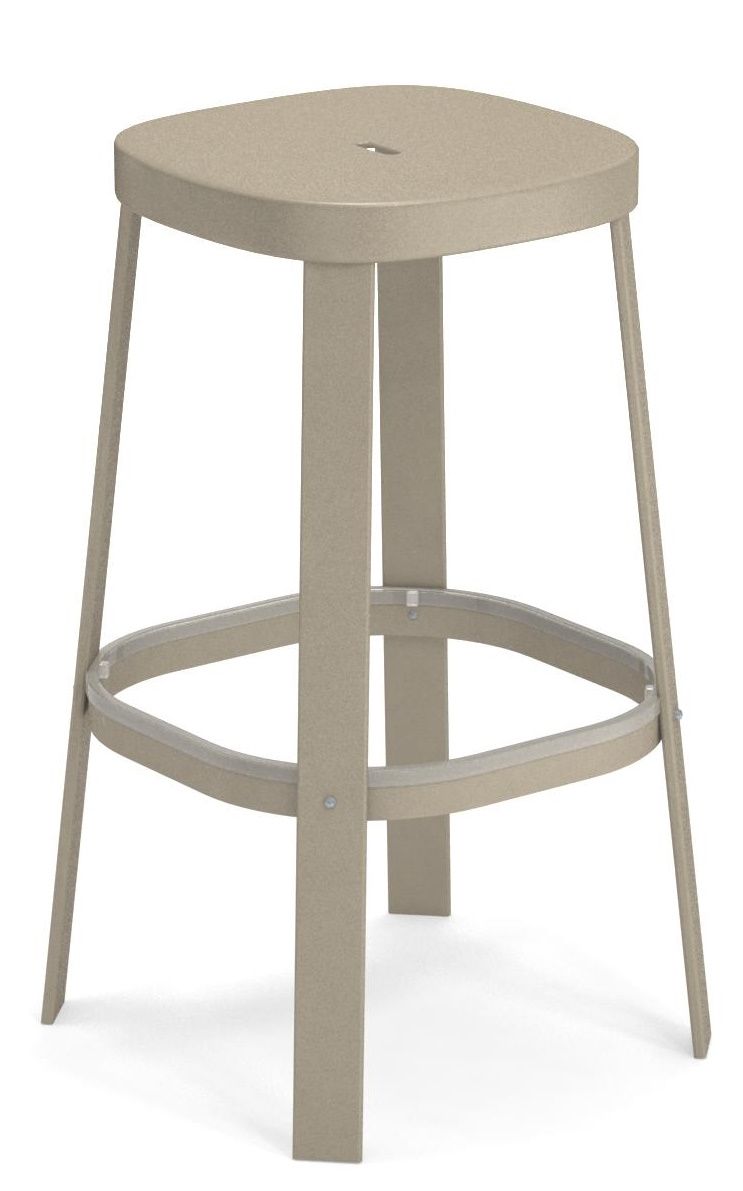 Thor Barstuhl von Emu für den Außenbereich, Barhocker aus Metall in Taupe, modernes Design.