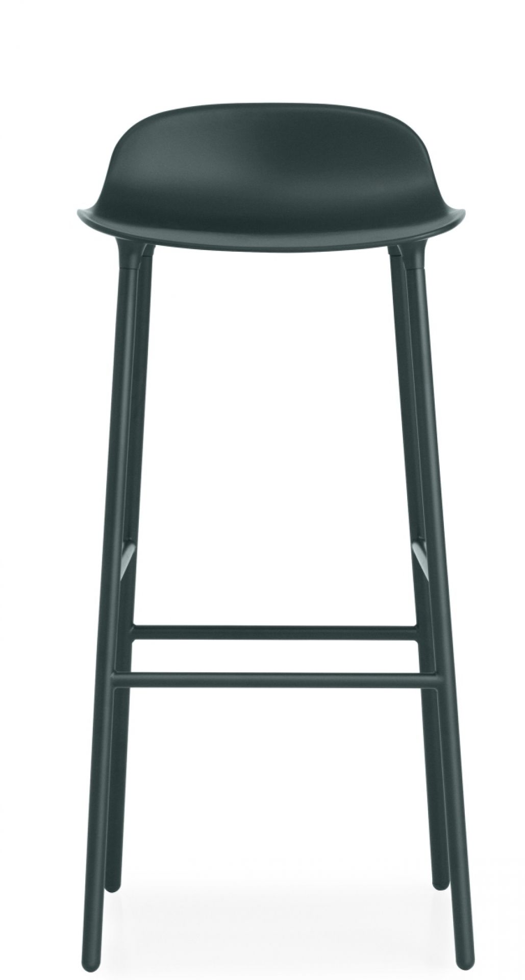 Normann Copenhagen Form Barhocker in Dunkelgrün, minimalistisches Design mit Stahlgestell, ideal für Küche und Bar.
