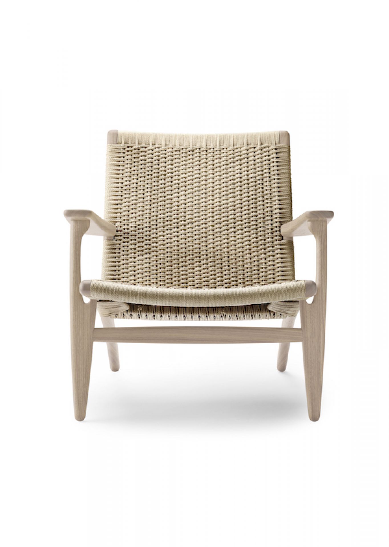 CH25 Sessel von Carl Hansen & Søn, Lounge Sessel mit hellem Holz und Papierkordel.