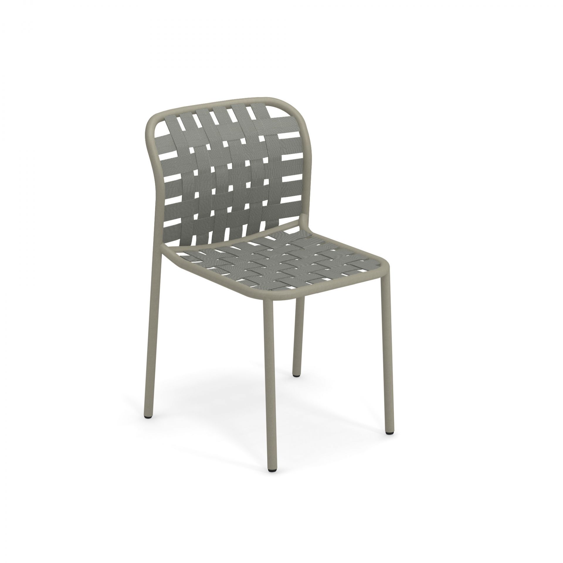 Graugrüner Yard Stuhl von Emu mit geflochtener Sitzfläche und Rückenlehne, ideal für Garten und Terrasse.