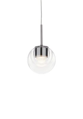 Dew Pendelleuchte von Kdln: Moderne Hängelampe mit transparentem Glas und Chromdetails für Wohnräume.