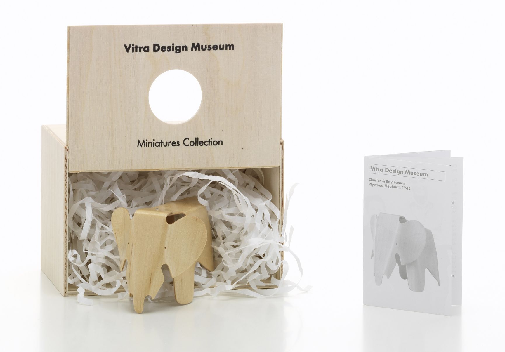 Vitra Miniatur Elefant aus Schichtholz (1945) in Holzkiste mit Broschüre. Designklassiker für Sammler.