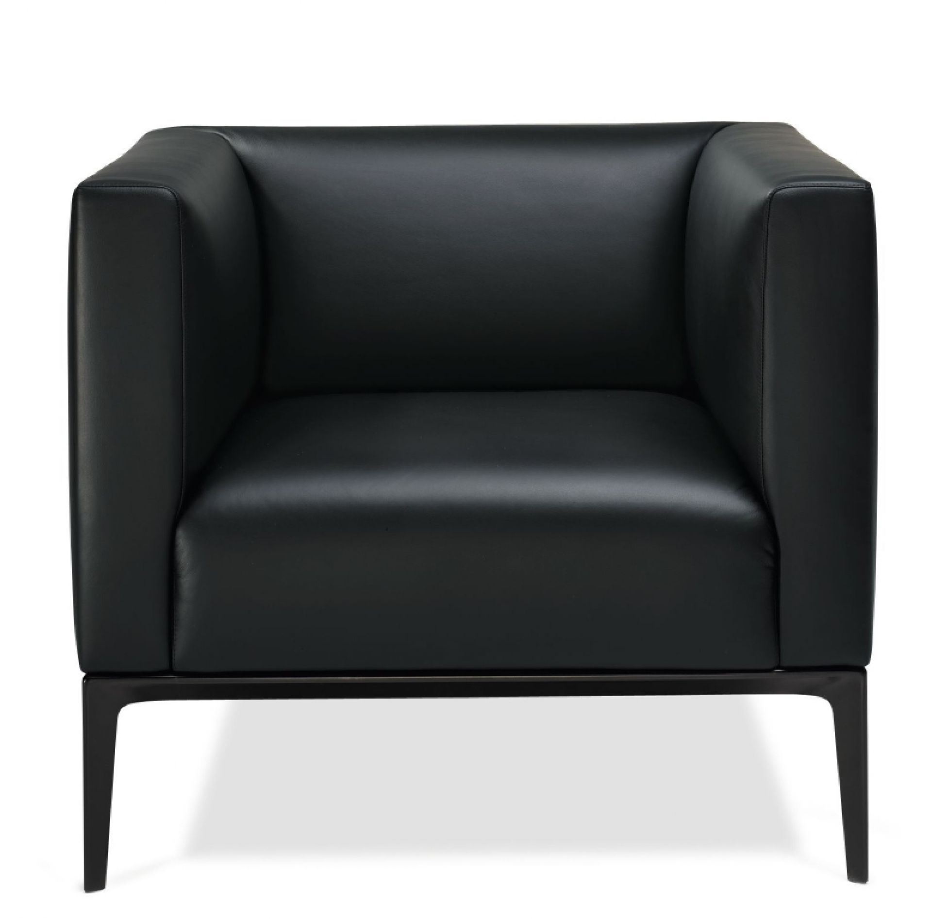Schwarzer Jaan Sessel von Walter Knoll, moderner Ledersessel mit minimalistischem Design und Metallgestell.