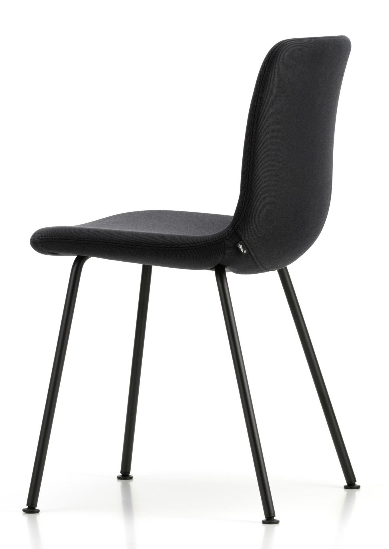 Schwarzer Hal Soft Tube Stuhl von Vitra mit Stoffbezug und Stahlrohrgestell von hinten.