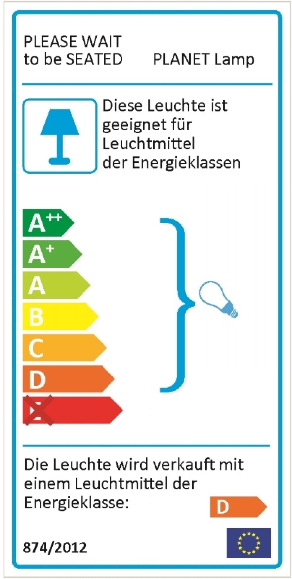 Energieeffizienzlabel der Planet Lamp Wandleuchte von Please Wait to be Seated.