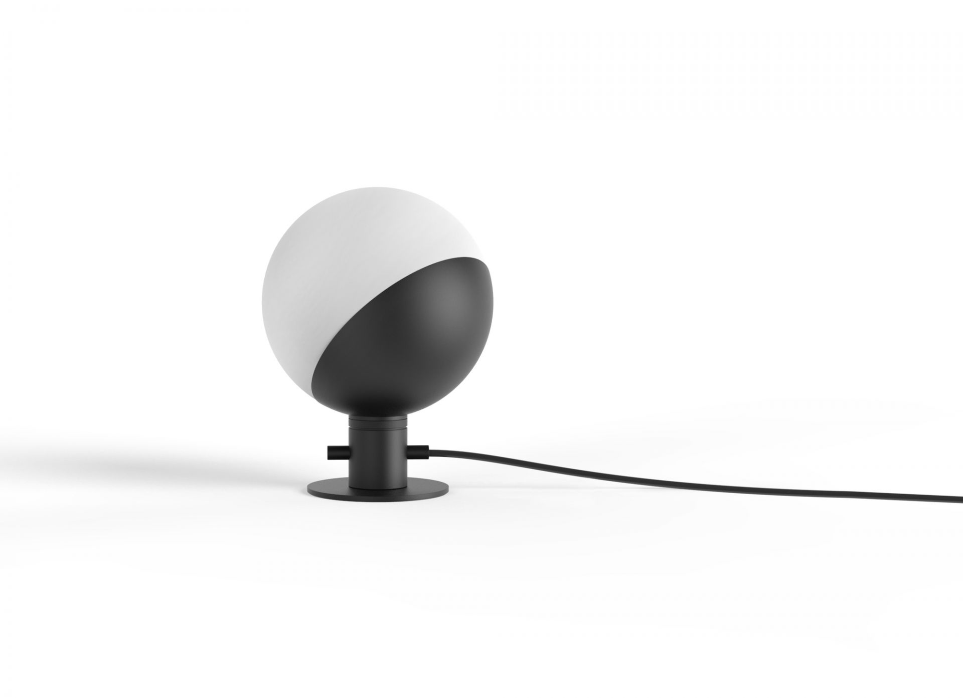Baluna Tischleuchte von Grupa, schwarz-weiße Kugelform, moderne Lampe für Nachttisch oder Wand.