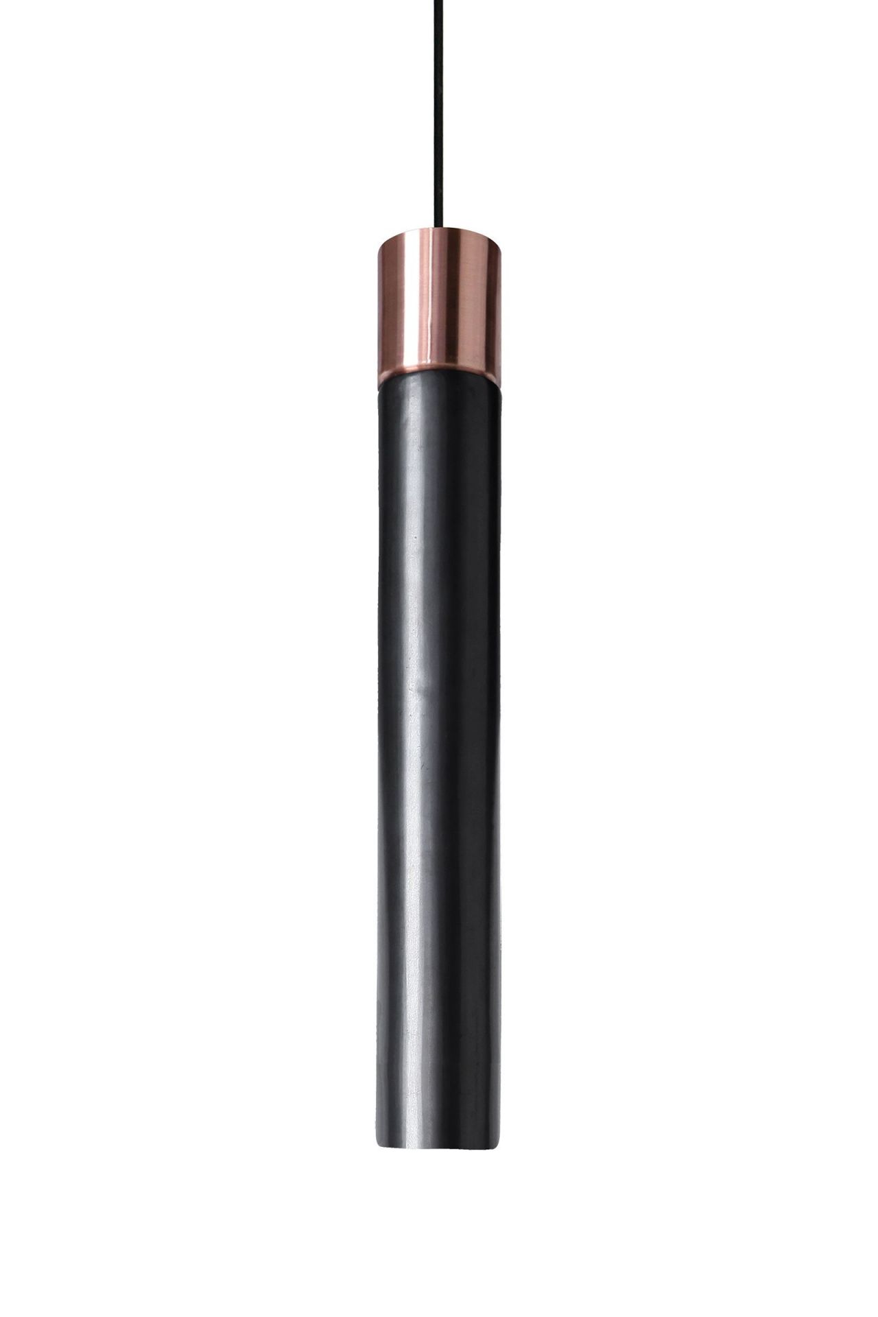 Minimal Pendelleuchte Kdln: Moderne Hängelampe in Schwarz und Kupfer für stilvolle Beleuchtung.
