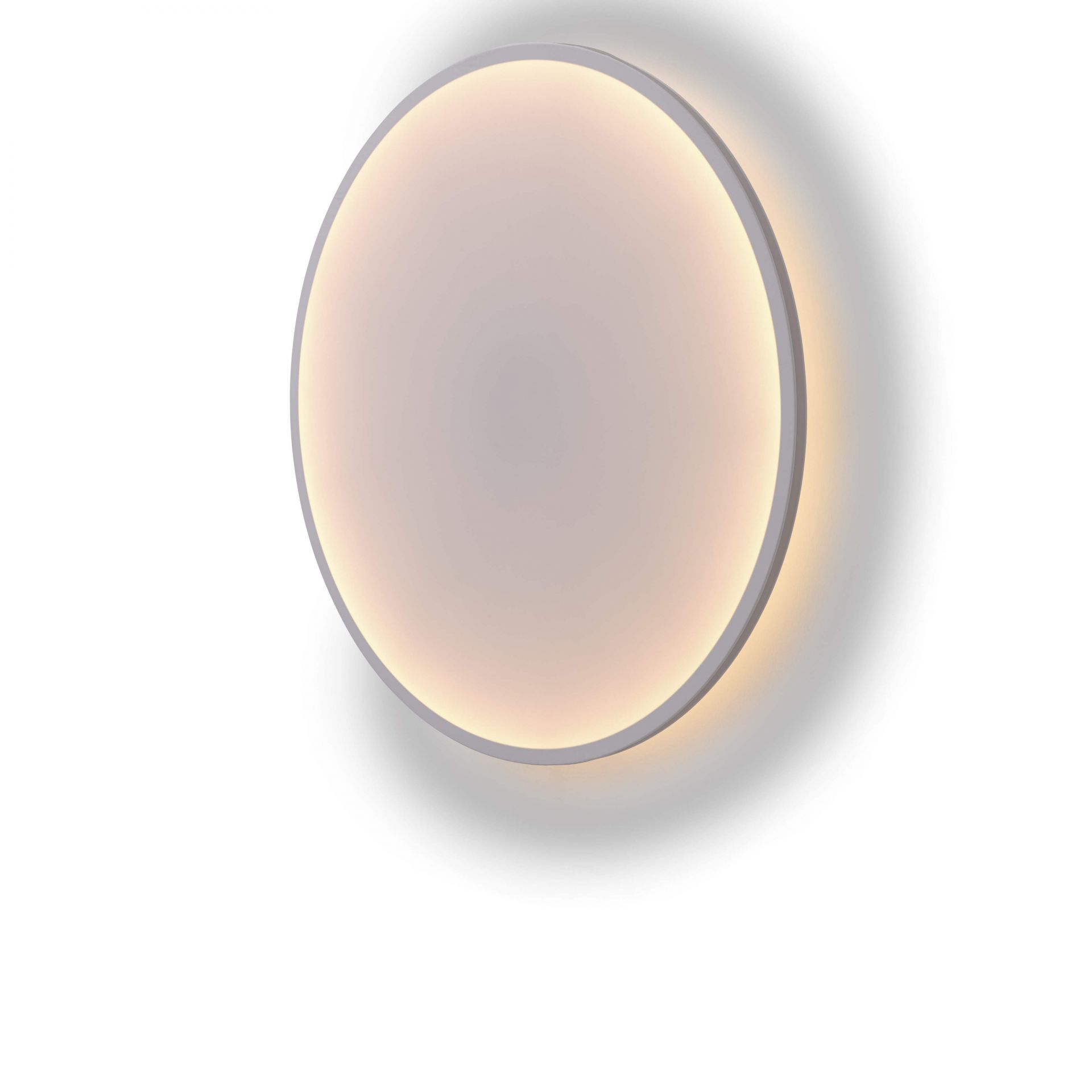 Weiße Calm Wandleuchte von Muuto, runde LED Lampe für Schlafzimmer und Wohnzimmer.