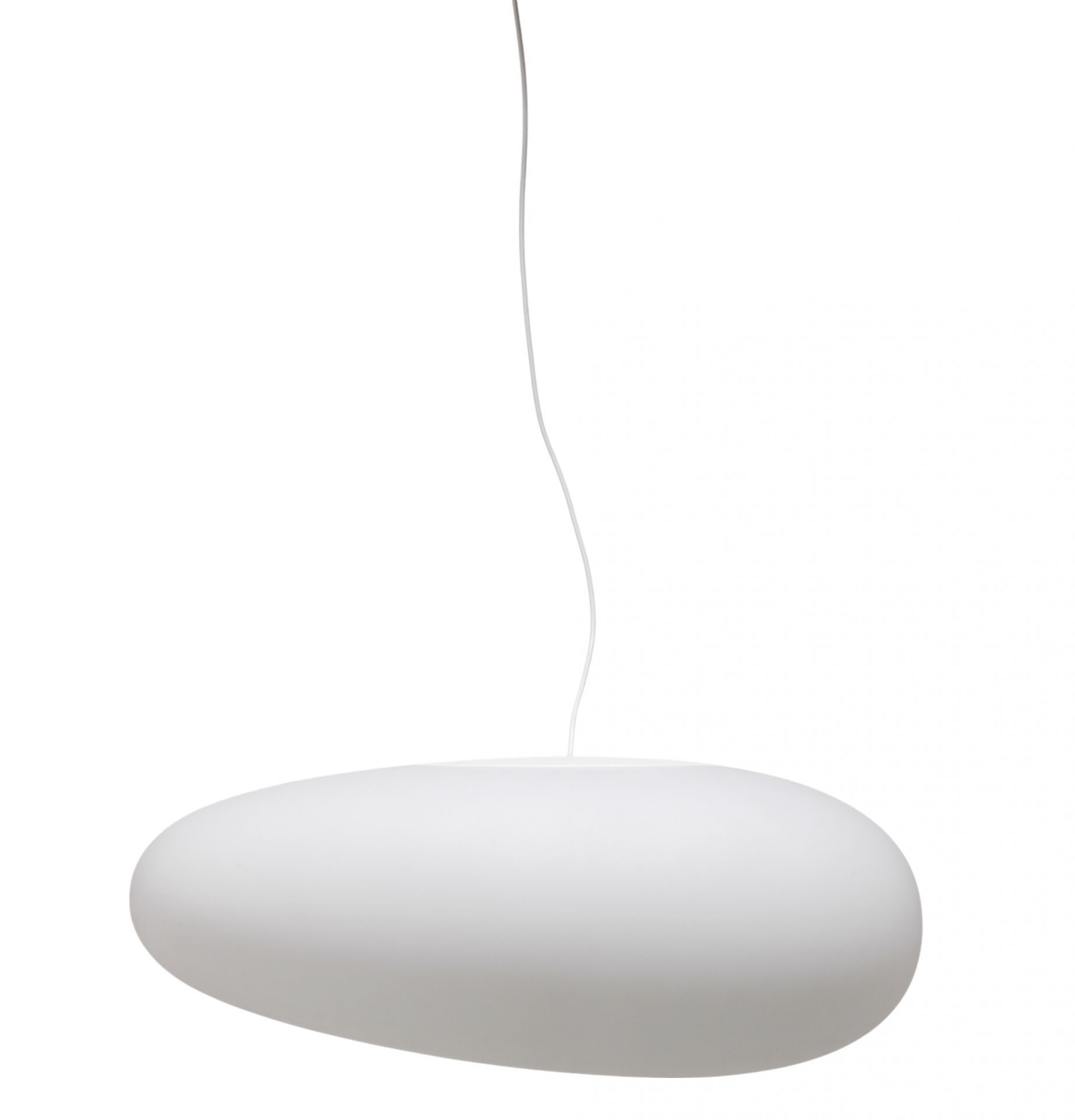 Weiße Avion Pendelleuchte von Fritz Hansen, moderne Hängelampe in organischer Form für Wohnzimmer und Esszimmer.