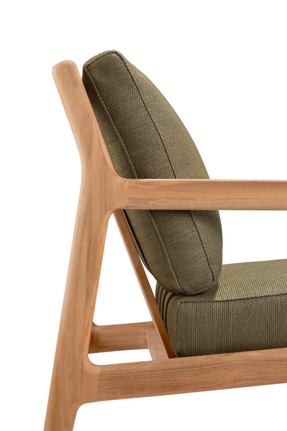 Jack Outdoor-loungestoel van teakhout met groene bekleding van Ethnicraft
