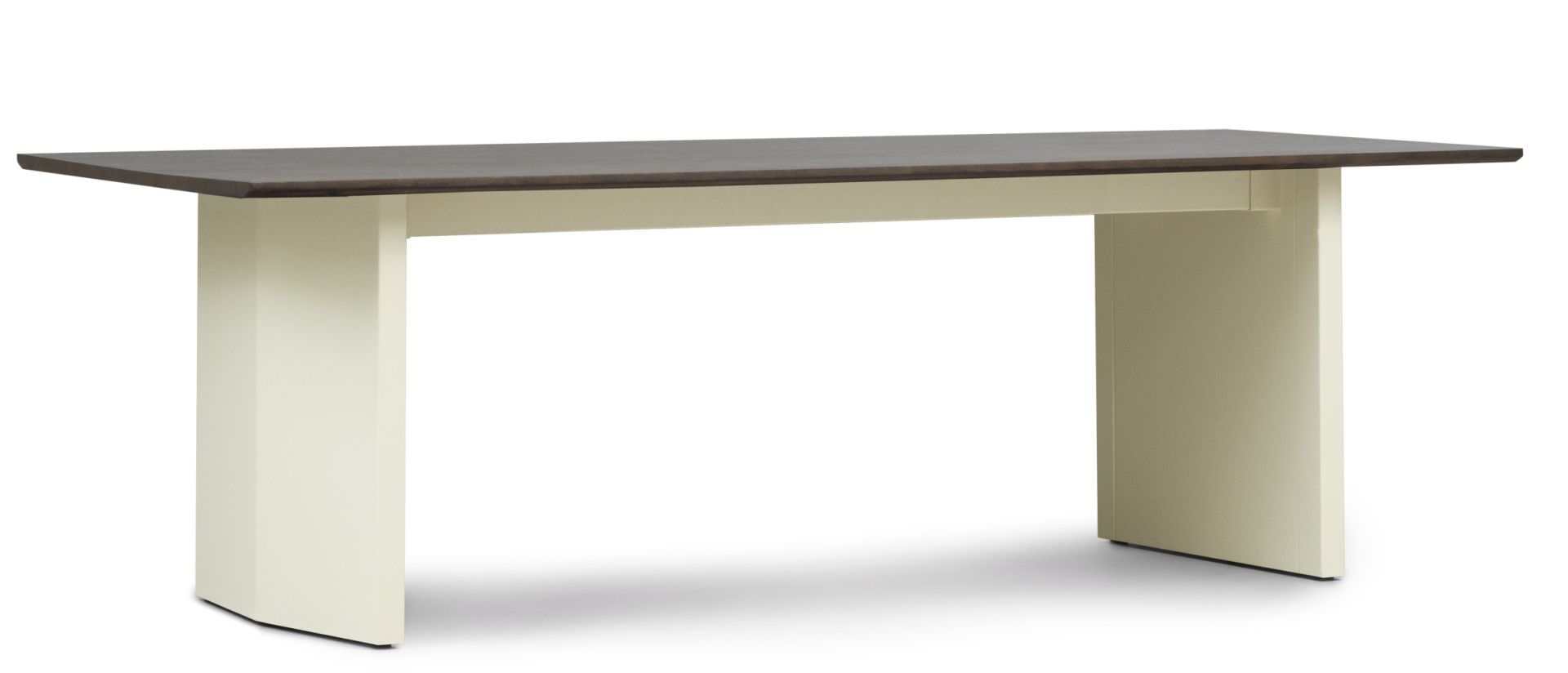 Normann Copenhagen Panel Tisch, Esstisch mit dunkler Tischplatte und hellen Tischbeinen, modernes Design.