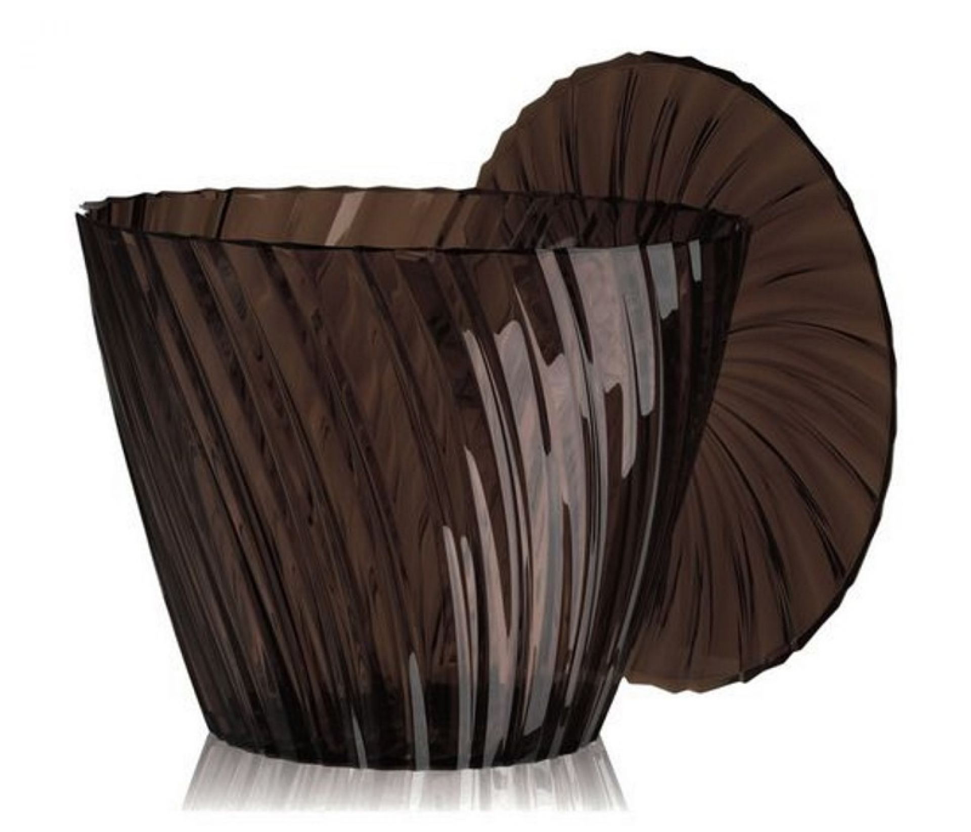 Brauner Kartell Sparkle Hocker/Beistelltisch aus transparentem Kunststoff mit spiralförmigem Design und abnehmbarem Deckel.