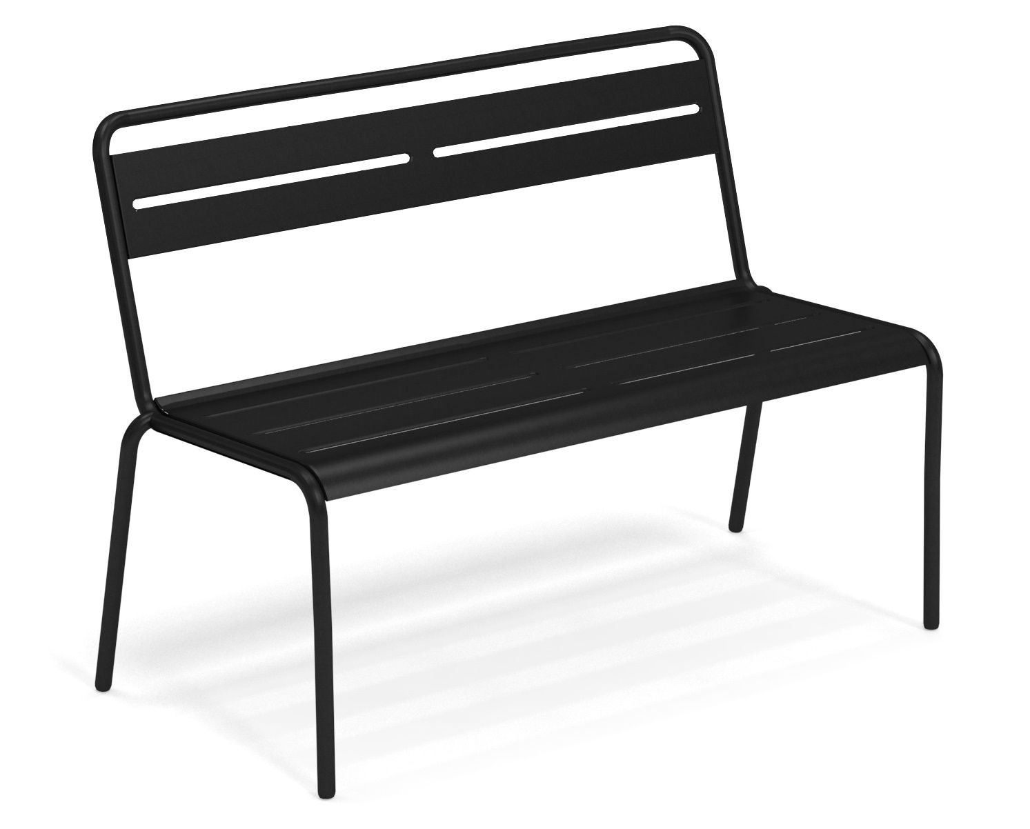 Schwarze Star Bench Bank von Emu für den Außenbereich, moderne Gartenbank aus Metall.