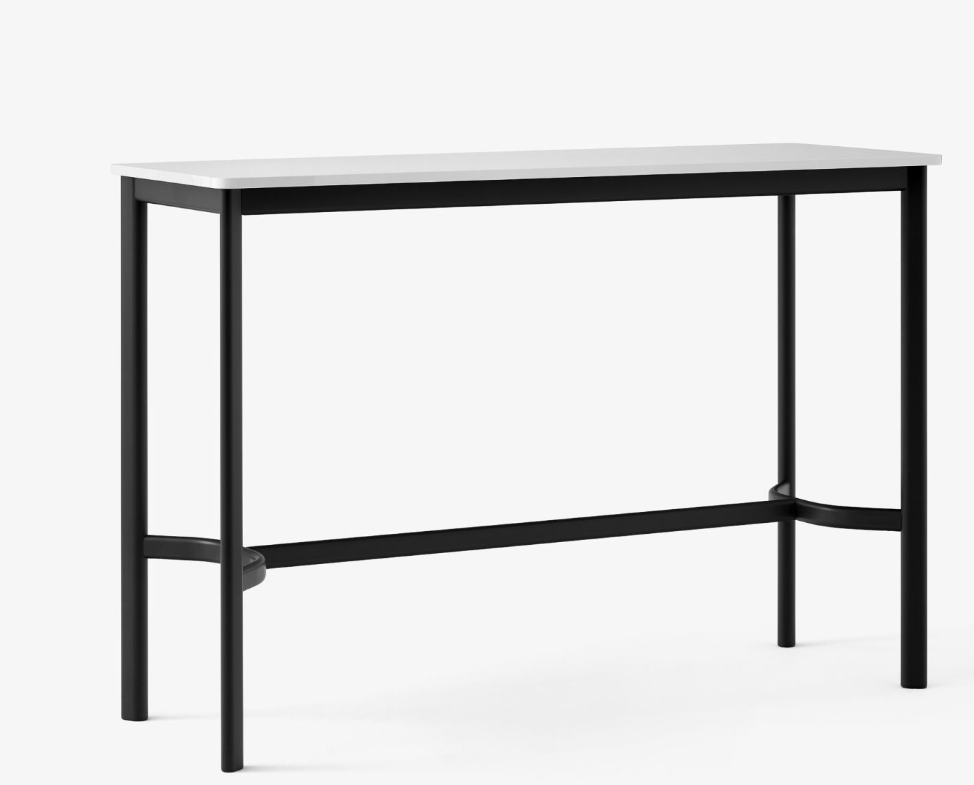 AndTradition Drip Stehtisch mit weißer Tischplatte und schwarzem Metallgestell, ideal für moderne Büros.