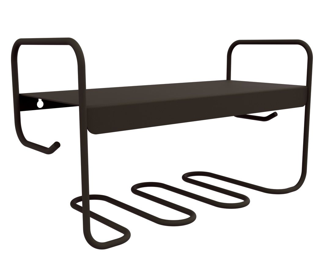 Dunkelbraunes Picolino Wandregal von Fermob für drinnen und draußen, modernes Design mit Ablage und Haken.