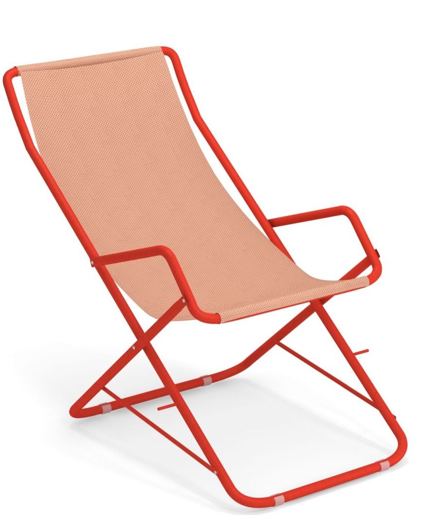 Roter Bahama Liegestuhl von Emu für den Garten oder die Terrasse, modernes Design.