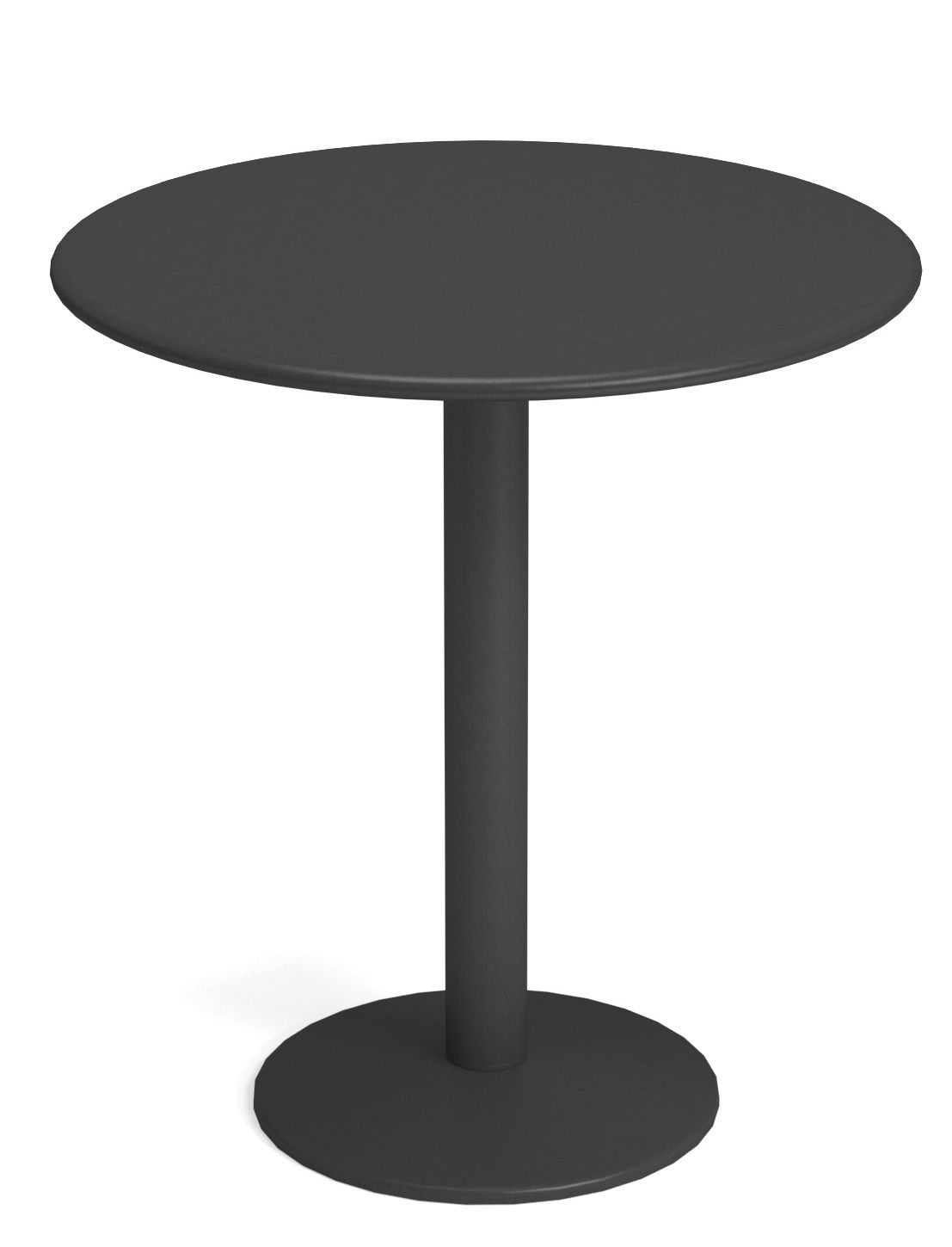 Schwarzer Emu Thor runder Tisch mit zentralem Standfuß, ideal für den Garten oder die Terrasse.