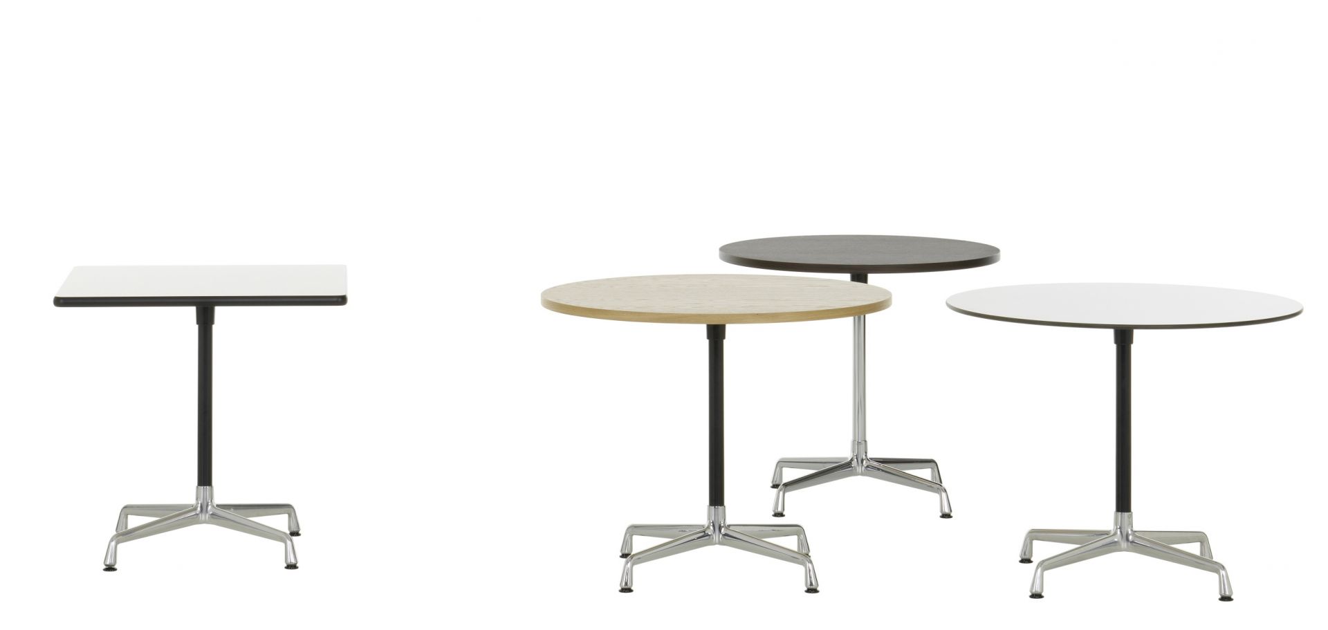 Eames Contract Table von Vitra, quadratisch und rund, verschiedene Farben, ideal als Beistelltisch.