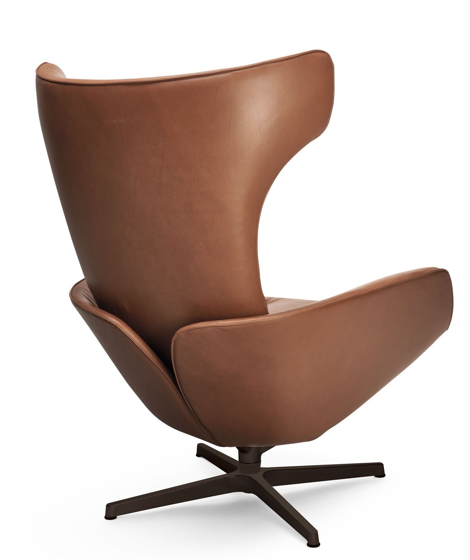 Onsa Chair Sessel von Walter Knoll, braunes Leder, drehbarer Design-Sessel mit Fußkreuz.