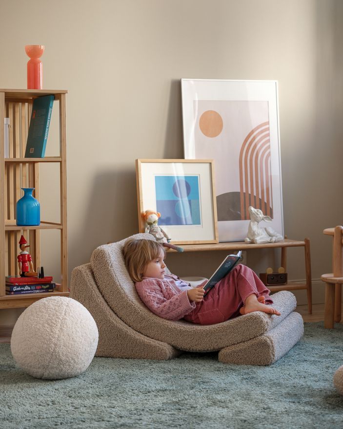Mond kinderfauteuil Teddy-stof Wigiwama