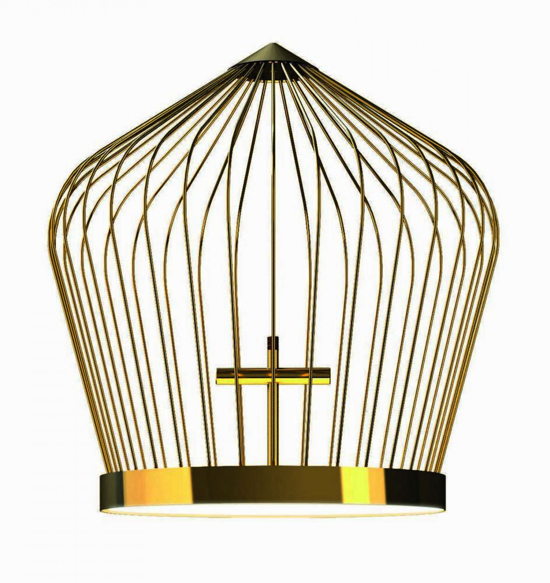 Twee T. Hängeleuchte von Casamania Horm, moderne Pendelleuchte aus goldenem Metalldraht für Wohnzimmer und Esszimmer.
