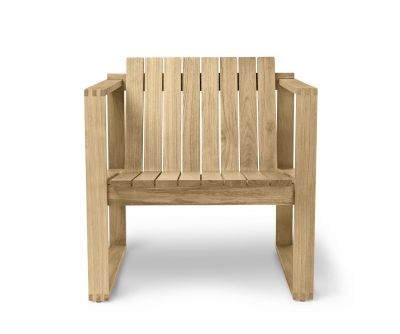 Bodil Kjaer Sessel aus Teakholz für den Außenbereich von Carl Hansen & Søn, Frontansicht.