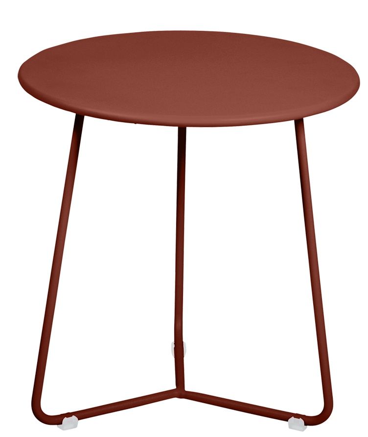 Cocotte Beistelltisch in Rosmarinrot von Fermob, runder Outdoor-Tisch mit filigranem Metallgestell für Garten und Balkon.