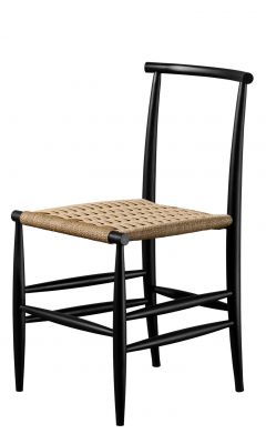 Schwarzer Pelleossa Stuhl mit Strohsitz von Miniforms: Holzstuhl mit geflochtenem Sitz im modernen Design.