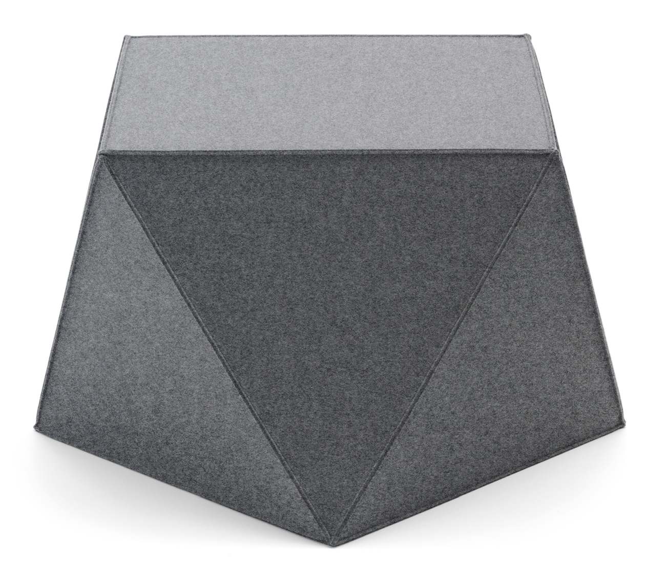 Grauer Diamond Sitzhocker von HEY-SIGN by BWF Group, moderner Filzhocker in geometrischer Form.