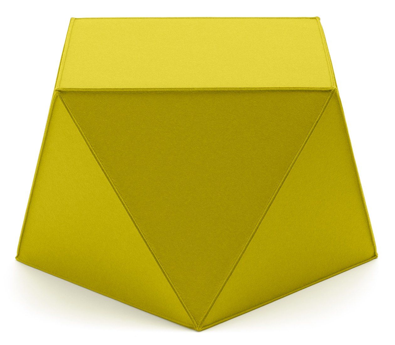 Gelber Diamond Hocker von HEY-SIGN, ein moderner Filzhocker in geometrischer Form für Wohnzimmer.