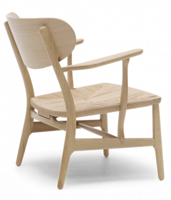 CH22 Sessel von Carl Hansen & Søn, Eiche hell, Papierkordel Sitzfläche, Rückansicht.